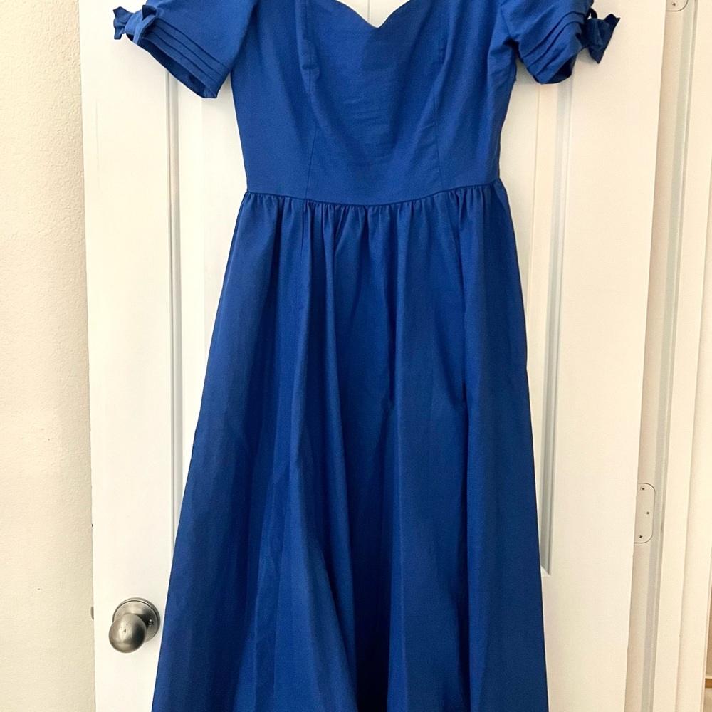 Rare Vintage Laura Ashley Blue Sweetheart Dress
